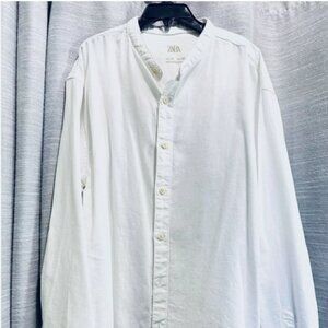Zara Boys White Button Down Shirt Size 10